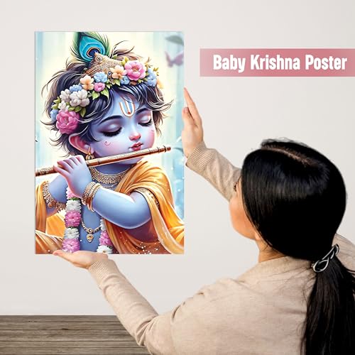 Image of Twinster Bal krishna Posters Photo for Pregnant Women, Baby Poster Self Adhesive (Size 45 cm by 30 cm) Pack of 1 (Design 12)