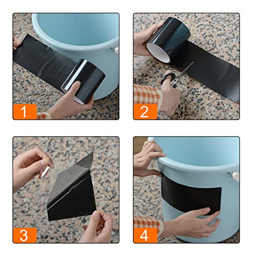Image of HARFINGTON 2pcs Waterproof Patch Seal Tape 12 inch x5' Leak Repair Tape for Plastic Bucket /Basin Hoses Duct Pipes, Black