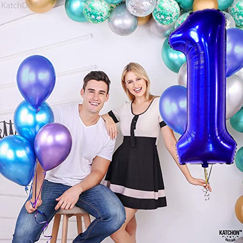 Image of KatchOn Blue Number 1 Balloon for First Birthday 40 Inch
