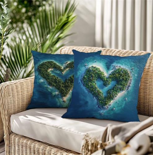 Housses de coussin canapé bleu 65x65cm imperméables set de 2 TG-479