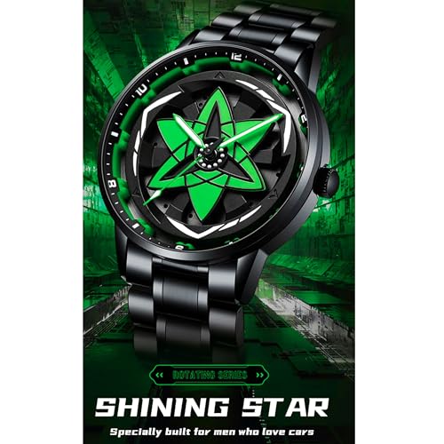 Image of Branded Men's Sport Quartz Watch Ninja Wheel Dial 360 Rotating Casual Fashion Stainless Steel Alloy Mens & Boy's Luxury Metal Gift Creative Watch