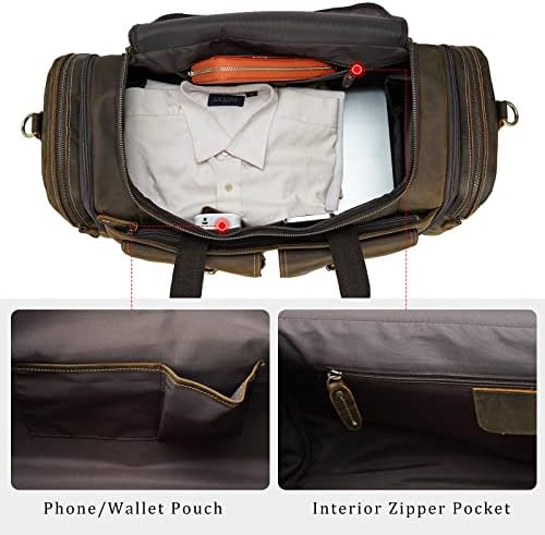 Polare 23" Expandable to 29'' Duffel Retro Thick Full Grain Cowhide Leather Gym Weekender Overnight Luggage Bag For Men 6 Polare 23" Expandable to 29'' Duffel Retro Thick Full Grain Cowhide Leather Gym Weekender Overnight Luggage Bag For Men