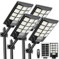 4-Pack Solar Street Light Outdoor, 6500K 20000LM Waterproof Motion Sensor LED Solar Powered Flood Light with Remote Control,Dusk to Dawn Commercial Area Lighting for Outside Parking Lot