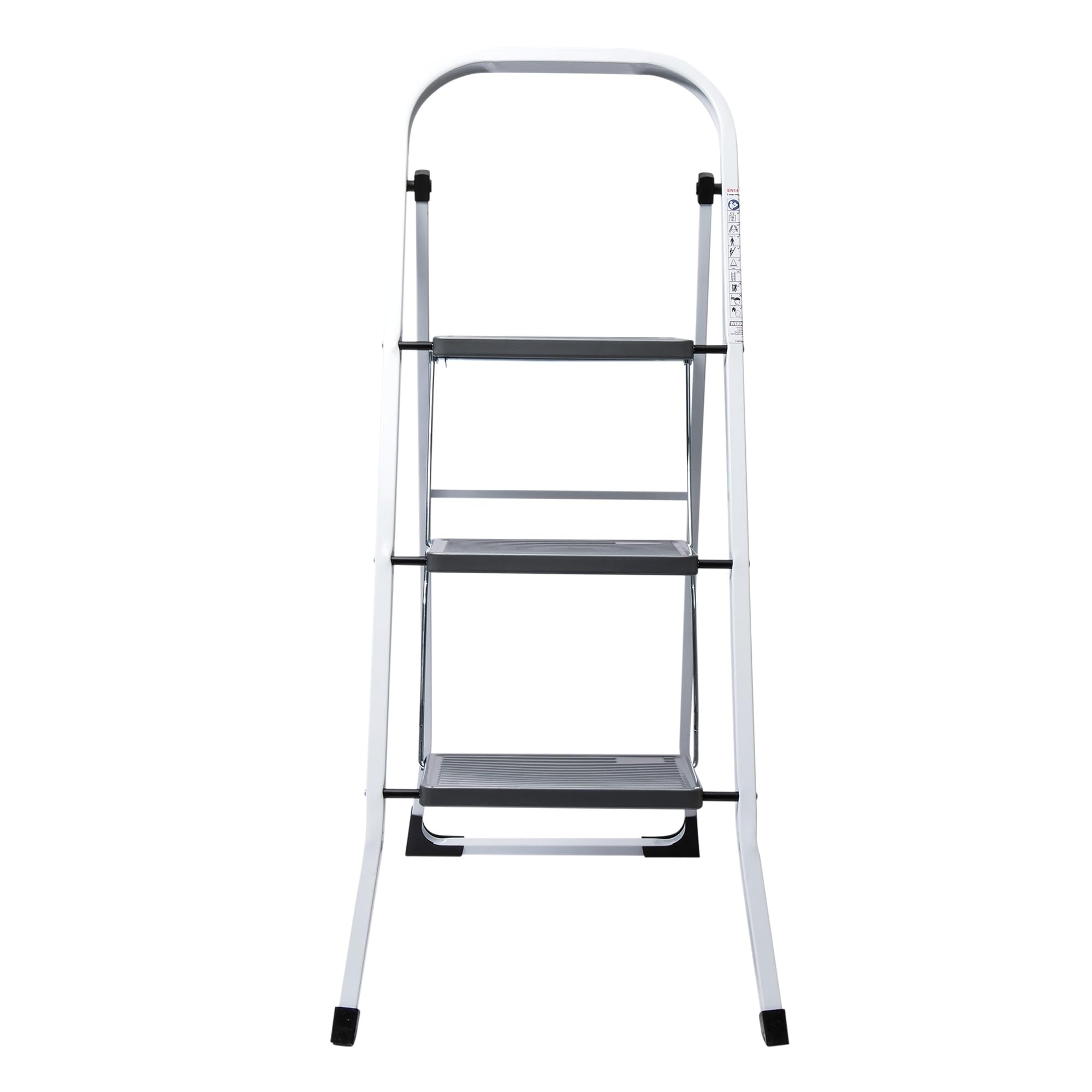 WERKA PRO Marchepied Pliable 3 Marches - Métal Peint - Garde-Corps Sécurisé - Hauteur 105 cm - Compact et Robuste - Charge Ma