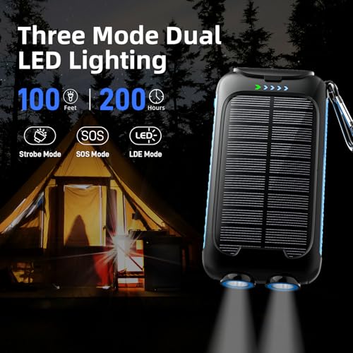 Image of Solar Charger Power Bank 49800mAh - Portable Fast Charging Power Bank with Type-C & Dual USB Ports, Compatible with iPhone, Samsung & More, Waterproof Solar Panel for Camping, Hiking, and Outdoor Use