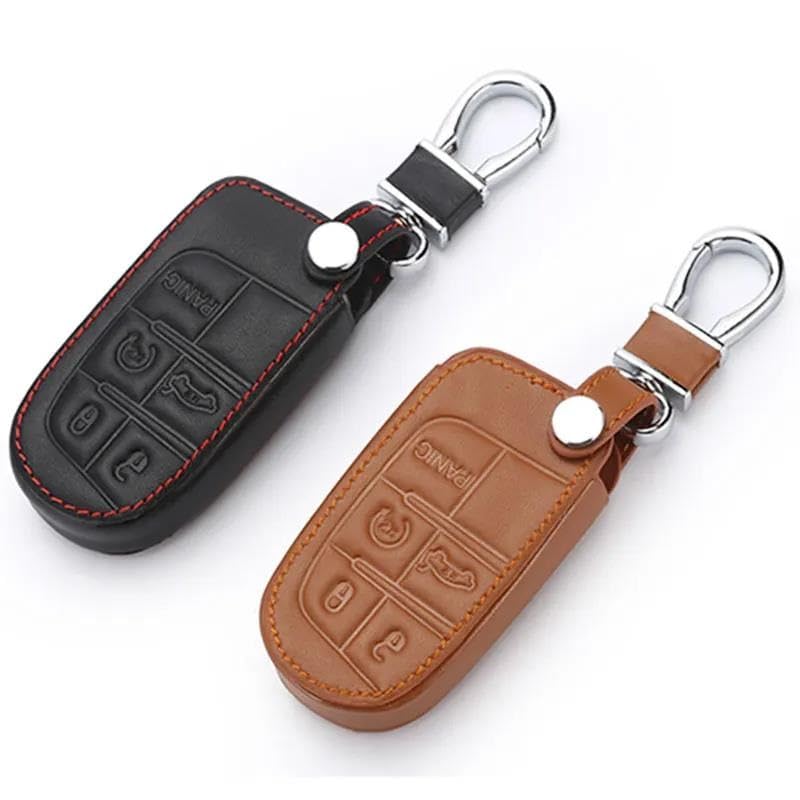 MoTuan Custodia Portachiavi In Pelle PU Per Auto - Adatto A Dodge, Jeep, Chrysler, Modello Marrone