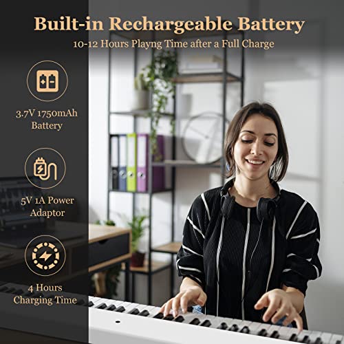 DREAMADE Clavier Électronique Pliable avec 88 Touches, Piano Numérique avec Sac de Rangement et Pupitre, Écran LCD et… - Les Beatles, Paul McCartney, John Lennon, RIngo Starr, George Harrison DREAMADE Clavier Électronique Pliable avec 88 Touches, Piano Numérique avec Sac de Rangement et Pupitre, Écran LCD et… – Image 3