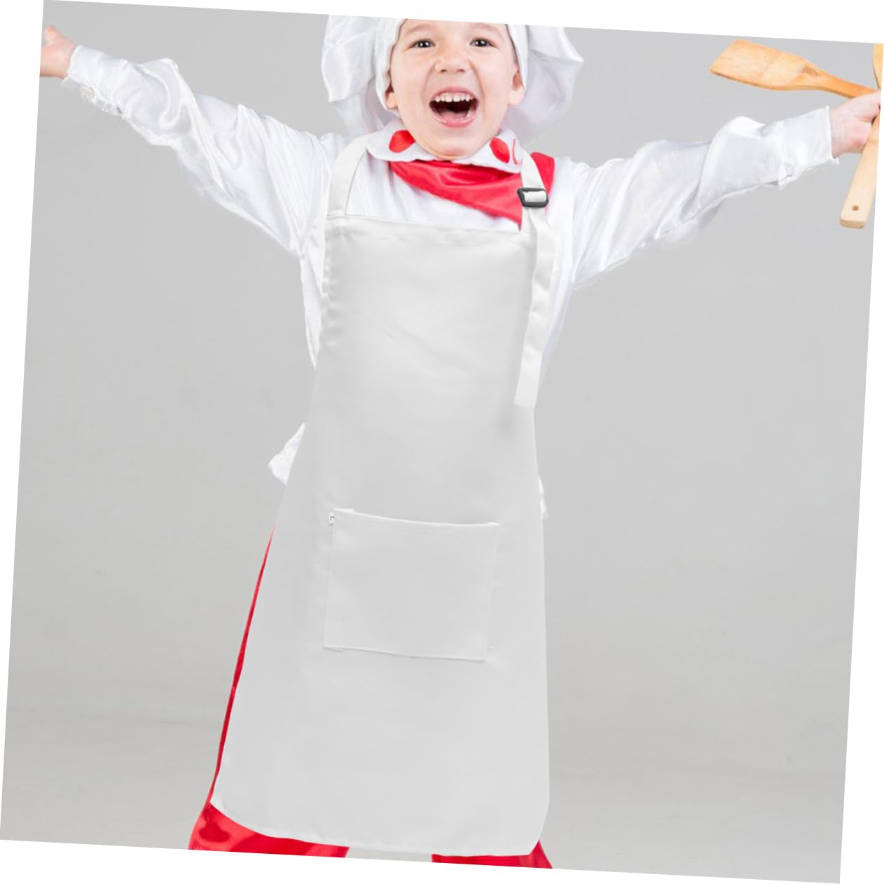 Delantal de Poliéster Blanco Ajustable Reutilizable y Resistente al Desgaste, 5 Piezas, de Pintura Infantil, Adecuado para Manualidades y Dibujo