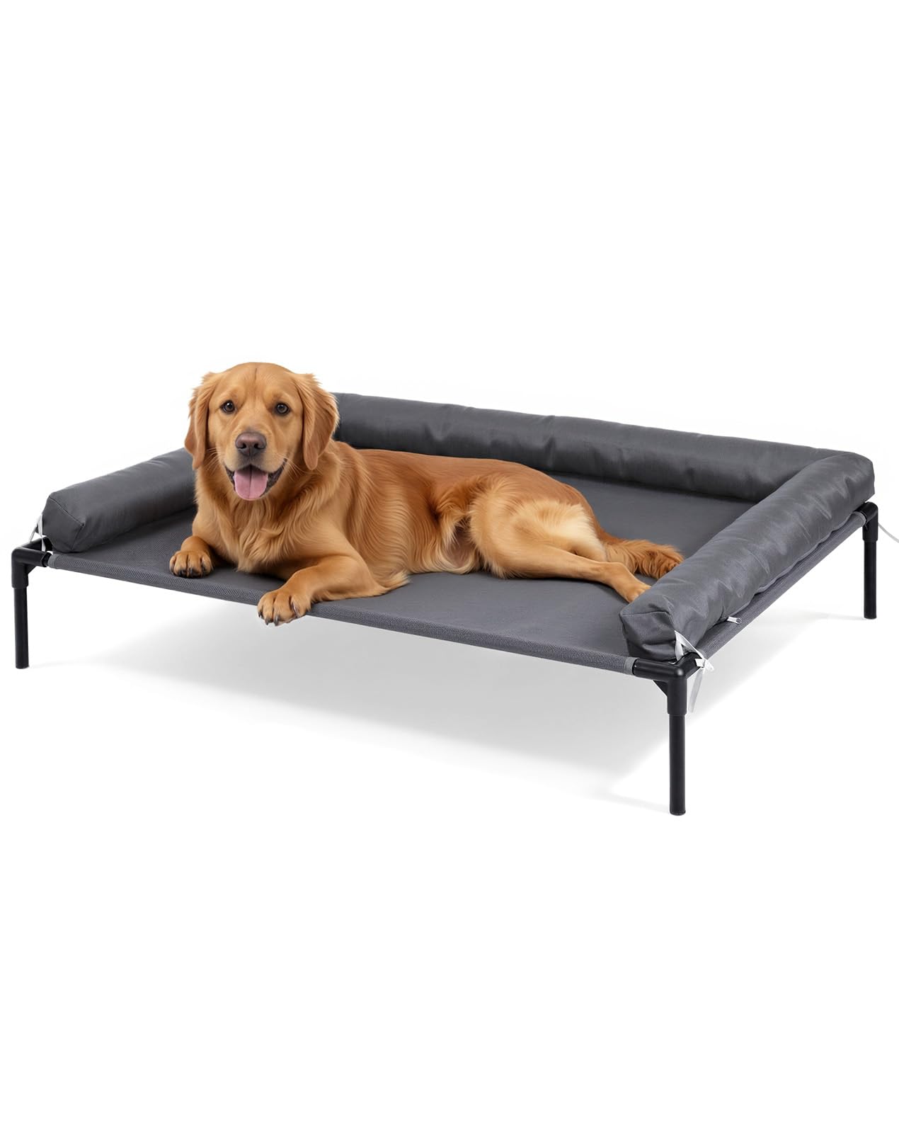Photo 1 of Cooling Elevated Dog Bed, 30x41.8 Raised Dog Bed with Removable Bolster Cushion, Breathable Mesh, Non-Slip Feet, and Metal Frame for Large Breeds Indoor Outdoor