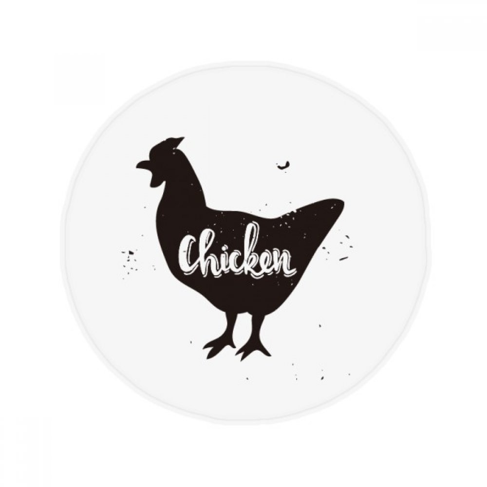 Tapis rond poulet noir et blanc animaux pour sol de salle de bain et cuisine