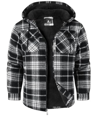 SwissWell Hombres Camisa Chaqueta Cuadros de Franela a Cuadros Gruesos Forro Felpa Casual Forrado Hombres Sudadera Capucha Chaqueta Invierno con Bolsillos(Negro XL) | Ya disponible en tu tienda friki favorita! En mundofriki.es!