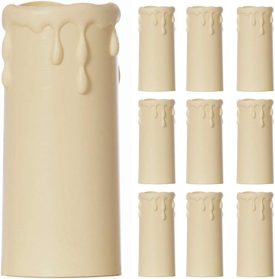 Britalia 10 Pack Cream Candle Drip Sleeve Tubes | Diameter 34mm x Height 80mm | Thermoplastic | Molten Wax Vintage Effect | Fits Most Lampholders