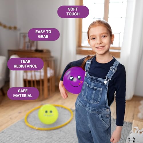 Image of GENIE'S Toy Bus 9-Inch Funny Faces Play Ball | Interactive | for Pool, Beach & Garden | Perfect for Outdoor & Indoor Play | PVC Ball for Kids & Adults I Pack of 2 (Multicolor)
