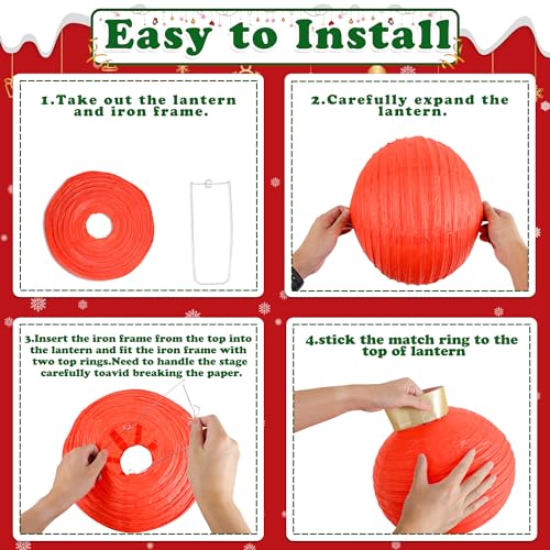 Image of 15Pcs Christmas Hanging Paper Lanterns Party Decorations Indoor - Xmas Ornaments Decor for Winter, Birthday Party Ceiling Supplies