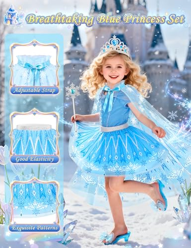 Vestido de princesa para niñas con zapatos y capa miniatura 3