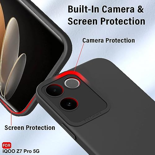 Image of TheGiftKart Liquid Silicon Back Cover Case for iQOO Z7 Pro /Vivo T2 Pro 5G | Stylish Camera Protection Module | Micro-Fibre Lining Inside | Shockproof Back Cover Case for iQOO Z7 Pro (Silicone, Black)