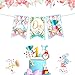 LaVenty Alice in Onederland 1st Birthday Decoration High Chair Banner 12 Months Photo Banner Alice in Onederland 1st Birthday Backdrop