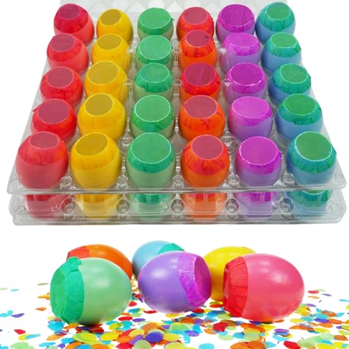 NORTH CLIFF 60 Pack Party Confetti Eggs Cascarones Explosion Eggs with Confetti Inside Party Game for Independence Day World Cup Cinco de Mayo Birthday Party & Graduation Celebration