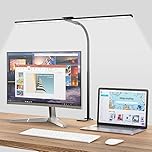 Hensam Lampe de Bureau LED Puissante, Dimmable Lampe Architecte à Pince, 5 Modes de Couleur, Protection Yeux Lumière Bureau Tactile Contrôle pour PC Travail, Étude, Noir