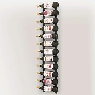 Portabottiglie da parete per bottiglie di vino, Scaffale per Vini Porta-Bottiglie in Ferro verniciato a polvere, per 12 bottiglie, 19 x 11 x 120 cm, Nero