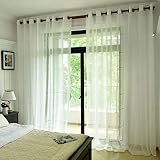 ILMF Cotton Linen Voile Window Curtain, Thicken Super Soft Cozy Privacy Decoration Room Drapes with