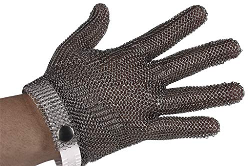 Guantes Anticorte | Guante Carnicero | Malla Acero Protección | Guante de metal para Trabajo de Seguridad | Guante de Acero Inoxidable | Talla M