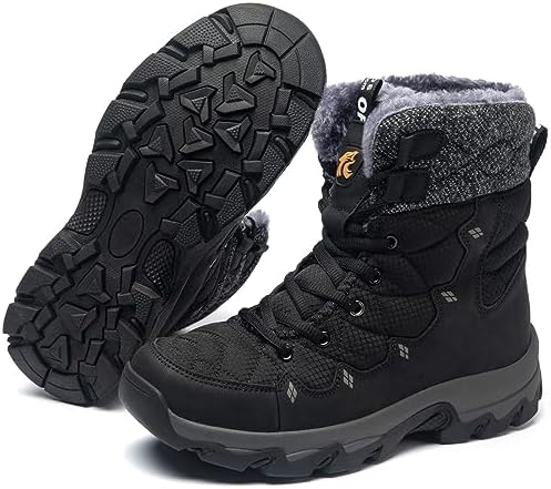 （08:30時点） [NEARDREAM] スノーブーツ レディース スノーシューズ 防寒 雪 冬用 ボア 裏起毛 ハイカット アウトドア 防滑 軽量 厚底 暖かい 黒 24.0