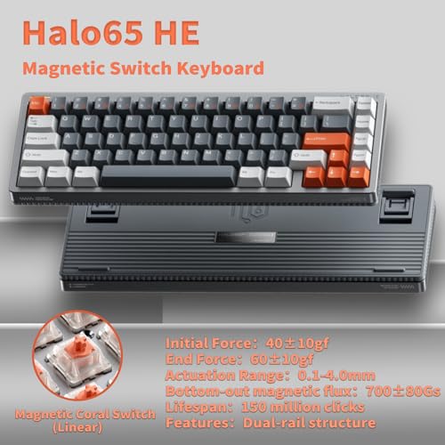 Image of nuphy Halo65 HE Rapid Trigger Gaming Keyboard,65 Percent 67keys Wired Magnetic Switches Keyboard, Hall Effect, Hyper-Fast Adjustable Actuation, RGB Hot-swappable, 8K Hz Polling Rate