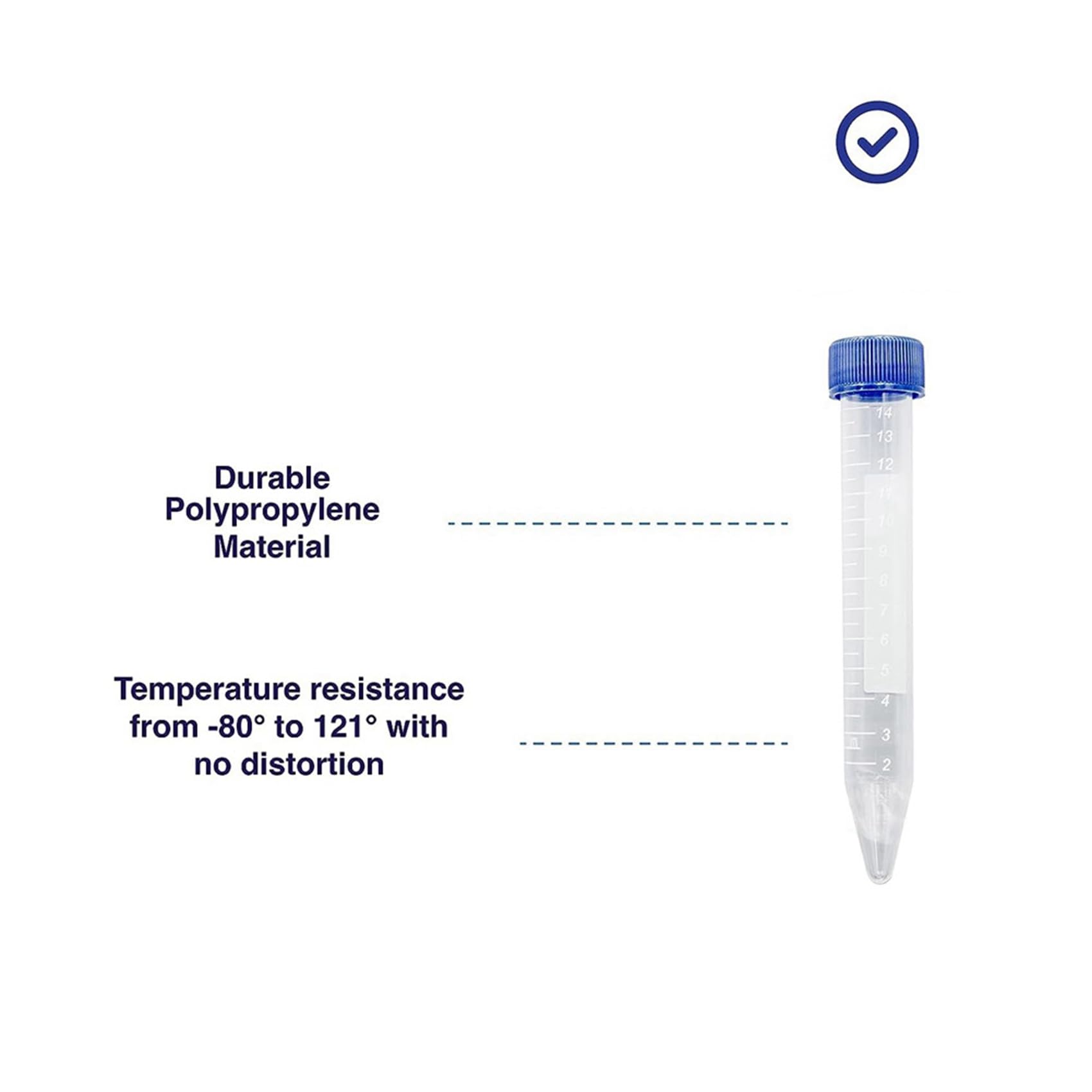 Tubos de centrífuga cónicos científicos de 15 ml, paquete de 250 unidades, tubos de ensayo de plástico con tapones de rosca, tubos de ensayo estériles de 15 ml con tapa