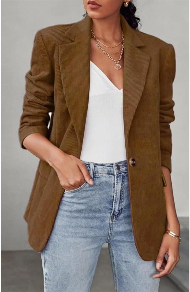 IDEALSANXUN Womens Corduroy Blazer Fall Winter Casual Blazer Dressy Suit Jackets - Image 2
