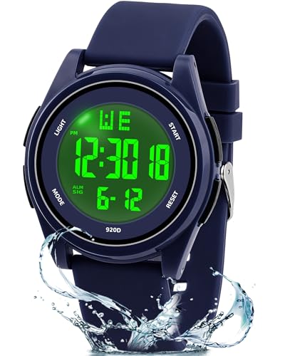 Image of Juboos Digital Watch Men Women 50M Waterproof Sports Military | Large Face Wirstwatch with Stopwatch, Alarm, LED Backlight, 12 /24H, Date, Week, Hourly Chime