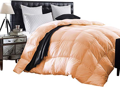 Blush Goose Down Comforter- Twin Size 66 x 88 Inches 1-Piece All-Season Duvet Insert, 500 GSM With Square Pattern & Corner Tabs 100% Egyptian Cotton- - Duvet Incert Blush Solid