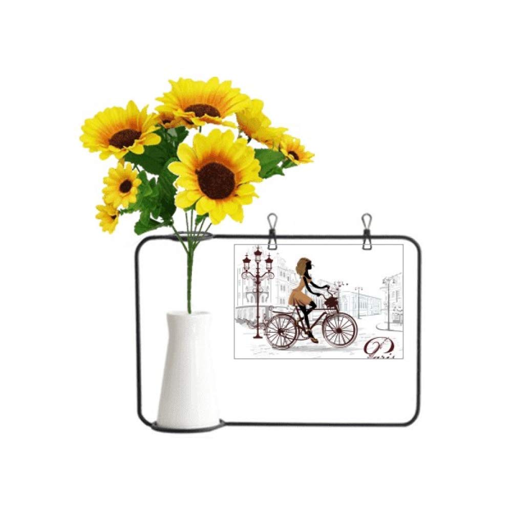 Vase tournesol artificiel avec carte : idée cadeau femme style illustration française