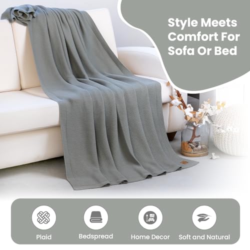 Dalisa 100% Bio-Baumwolldecke GOTS-Zertifiziert, gemütliche Tagesdecke, weicher Bettüberwurf, Atmungsaktiv, perfekt für Couch, Bett und Heimdekoration, Waschmachinengeeignet (Grün, 130x150 cm)