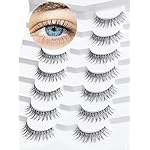 False Eyelashes Natural Look Wispy Lashes 10mm Short Lash C Curl 0.1MM Thin Band Lashes Pack Siligli Fake Eyelash 7 Pair