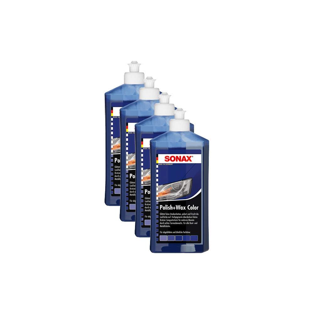 SONAX 4 x 02962000 Polish & Wax Color nanopro Bleu Voiture Polissage Cire 500 ML