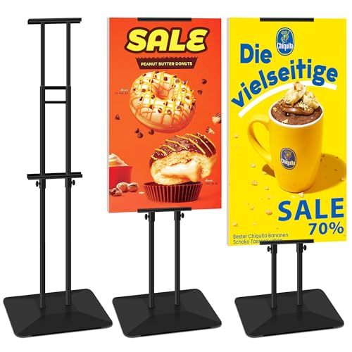 VAIIGO Poster Stand Heavy Duty Banner Sign Stand, Adjustable Double-Sided Poster Display Stand, Adjustable Height Up to 190cm, Floor Sign Holder Display Stand for Exhibition, Restaurant, Business