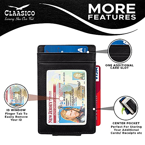 Money Clip Leather Wallet For Men Slim Front Pocket Rfid Blocking With Super Strong Magnetic #TOP2