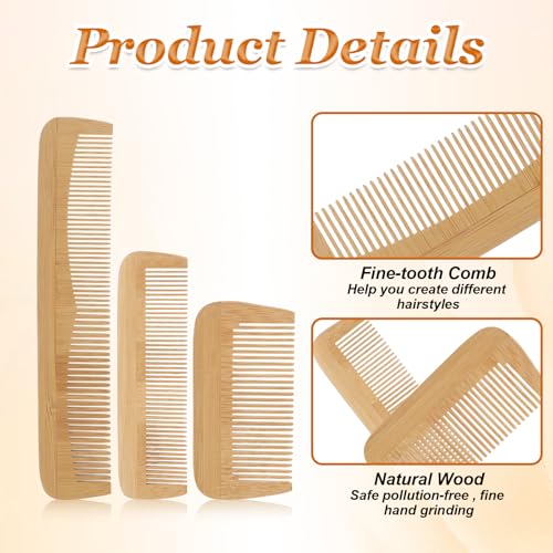 Set de 3 Peines de Bambú de Madera Antiestáticos miniatura 2