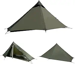 TENPLAY Tenda ultraleve com vara de trekking, 1 pessoa, barraca de acampamento para mochila, impermeável 5000 mm, fácil configuração, abrigo para acampamento, caminhada