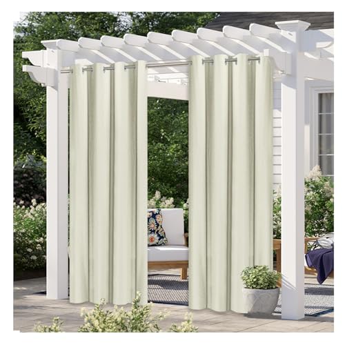 Waterproof Outdoor Curtains with Eyelets W232*H182cm Weatherproof Extra Long Heavy Opaque Blackout Curtain for Patio Balcony Grommet Top Outdoor Drape,