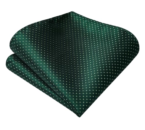 Image of Enlision Ties for Men Plaid Stripe Tie Handkerchief Woven Classic Formal Necktie Pocket Square Clip Set