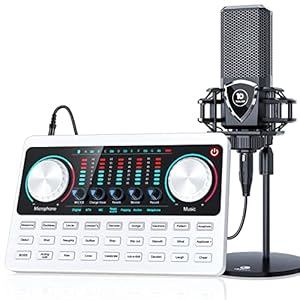 Table de Mixage DJ,Mixeur DJ avec Carte Son,Contrôleur dj avec Microphone XLR vers 3,5 mm, Interface Audio avec convertisseur de son et effet de mélange, pour PC, YouTube, Enregistrement