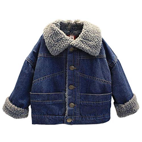 Hmlai Clearance Toddler Baby Boys Denim Jacket Autumn Winter Sherpa Lined Fleece Coat Heavyweight Outerwear Clothes (12-18 Months,Blue)