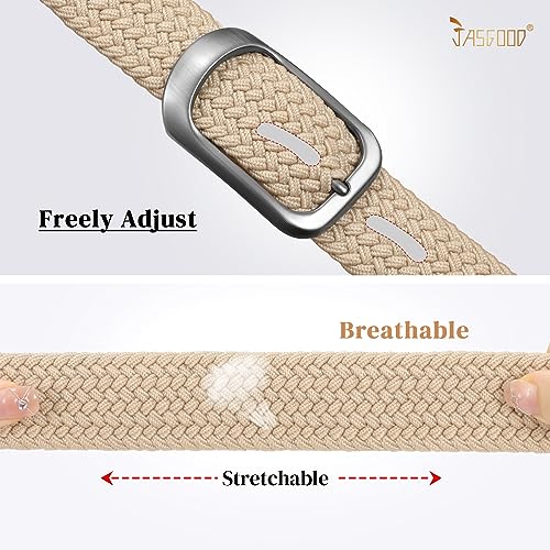 Image of JASGOOD Stretch Belt for Men, Men Women Elastic Woven Braided Belt 1 3 /8 Casual Belt Golf Belt for Jeans Pants