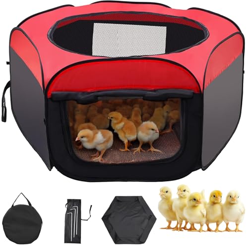 Chicken Box for Chick Starter Kit,Portable Brooder Pen/Chicken Playpen Supplies Brooder Box Tent Up to 15 Baby Chick, Duck and Quail