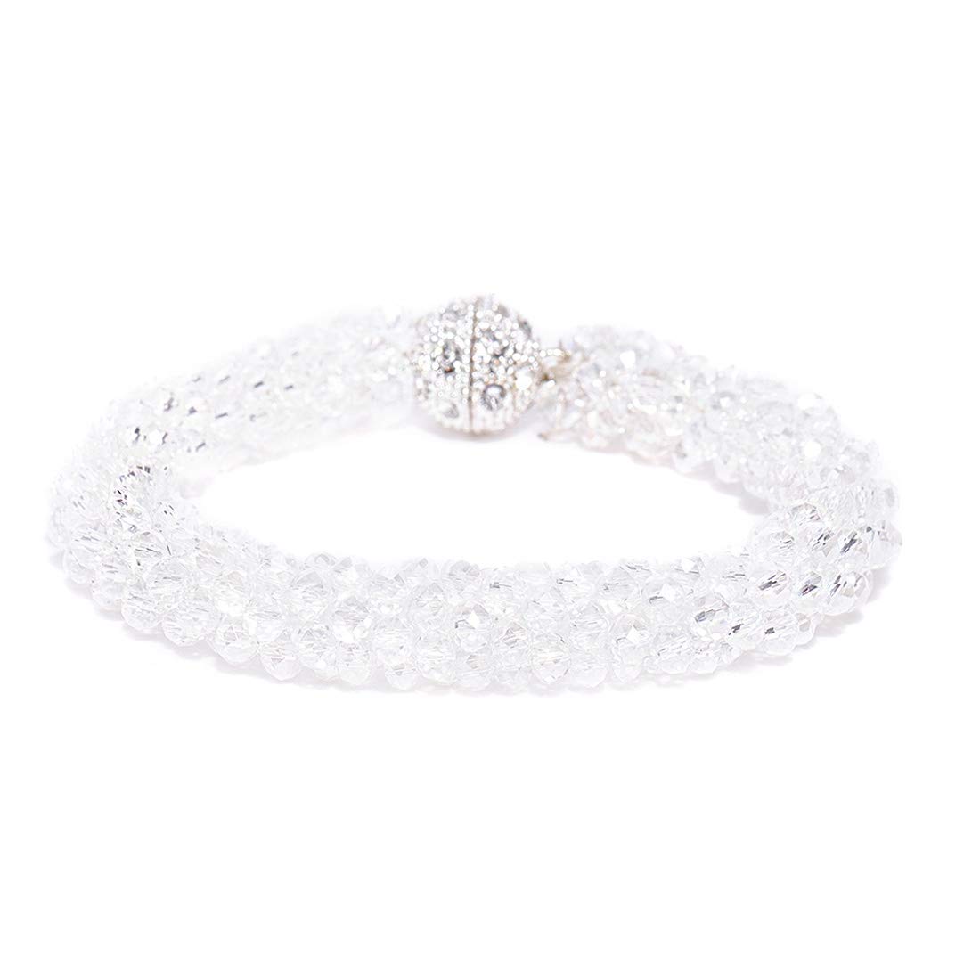 Jewels Galaxy Amazing AD Studded Crystal Silver Plated Ravishing Magnetic Bracelet Jewellery For Women & Girls (MYN-BNG-17155) (B07M7WMYZH) Amazon Price History, Amazon Price Tracker