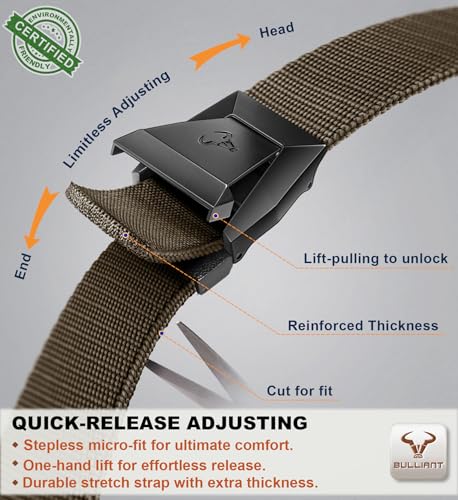 Image of BULLIANT Men Tractical Belt,Stretch Western Rigger Web Belt For Cowboy Military Heavy Duty Hiking Hunting 1.5 inch-Cut For Fit