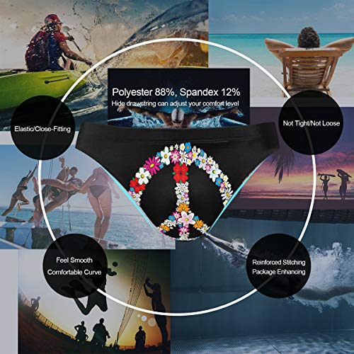 Sports Swim Brief Bikini Peace Sign Flower Beach Bikini for Men Swim Underwear XL2