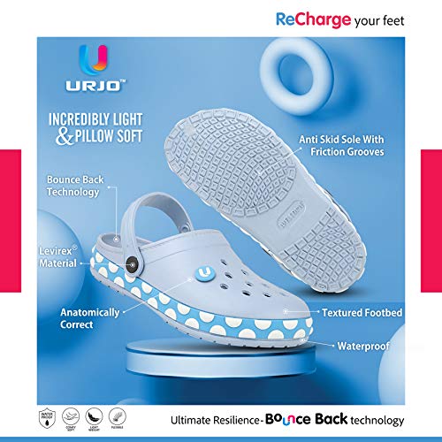 Image of URJO GEMS Kid's Clogs /Sandals with Adjustable Back Strap Ultra Soft & Flexibility Anti Skid Comfortable Waterproof Daily Mules Clogs /Sandals Boy's & Girl's